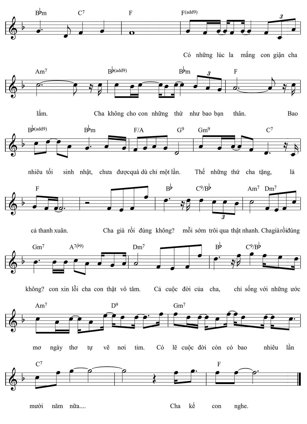 Sheet nhạc Cha Già Rồi Đúng Không 3